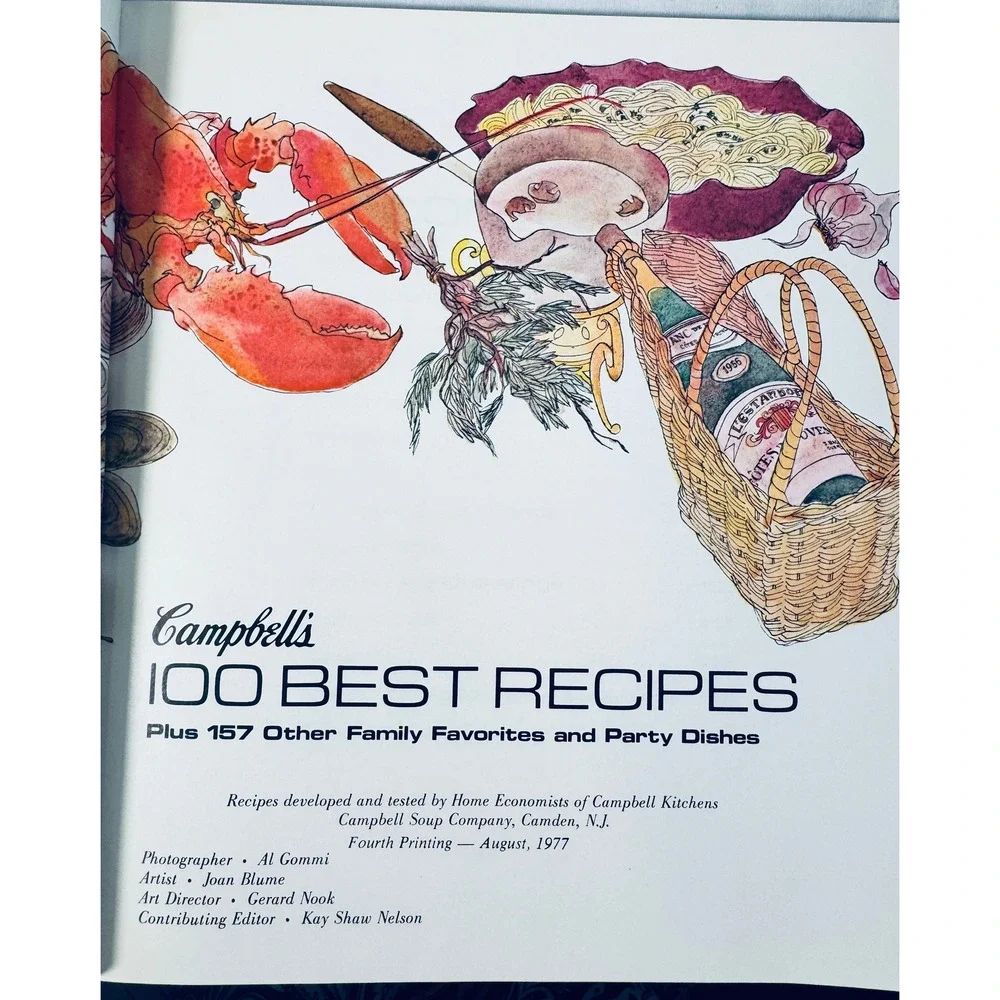 Corning Ware Nature's Bounty Casserole & 1977 Campbell's Cookbook Set 1.5QT